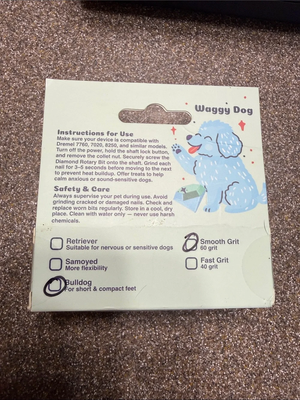 Waggy Dog Pet Nail Grinder Bit - Mint & Teal Packaging